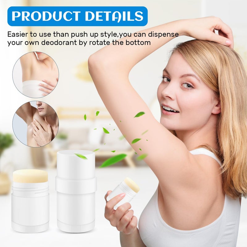 Wresty 10 Pack 30g/1oz Empty Platic Deodorant Containers Top-Fill Deodorant Bottles Refillable Twist-Up Deodorant Tubes For DIY Deodorant Lip Balm Aromatherapy Lotion Stick (white) - Image 3